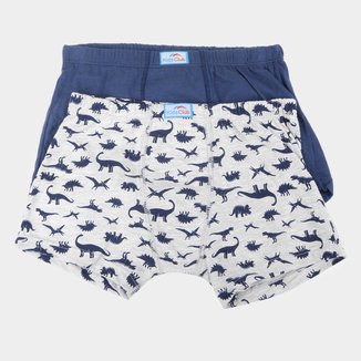 Kit Cueca Boxer Infantil Kids Club by Delrio Masculina 2 Peças