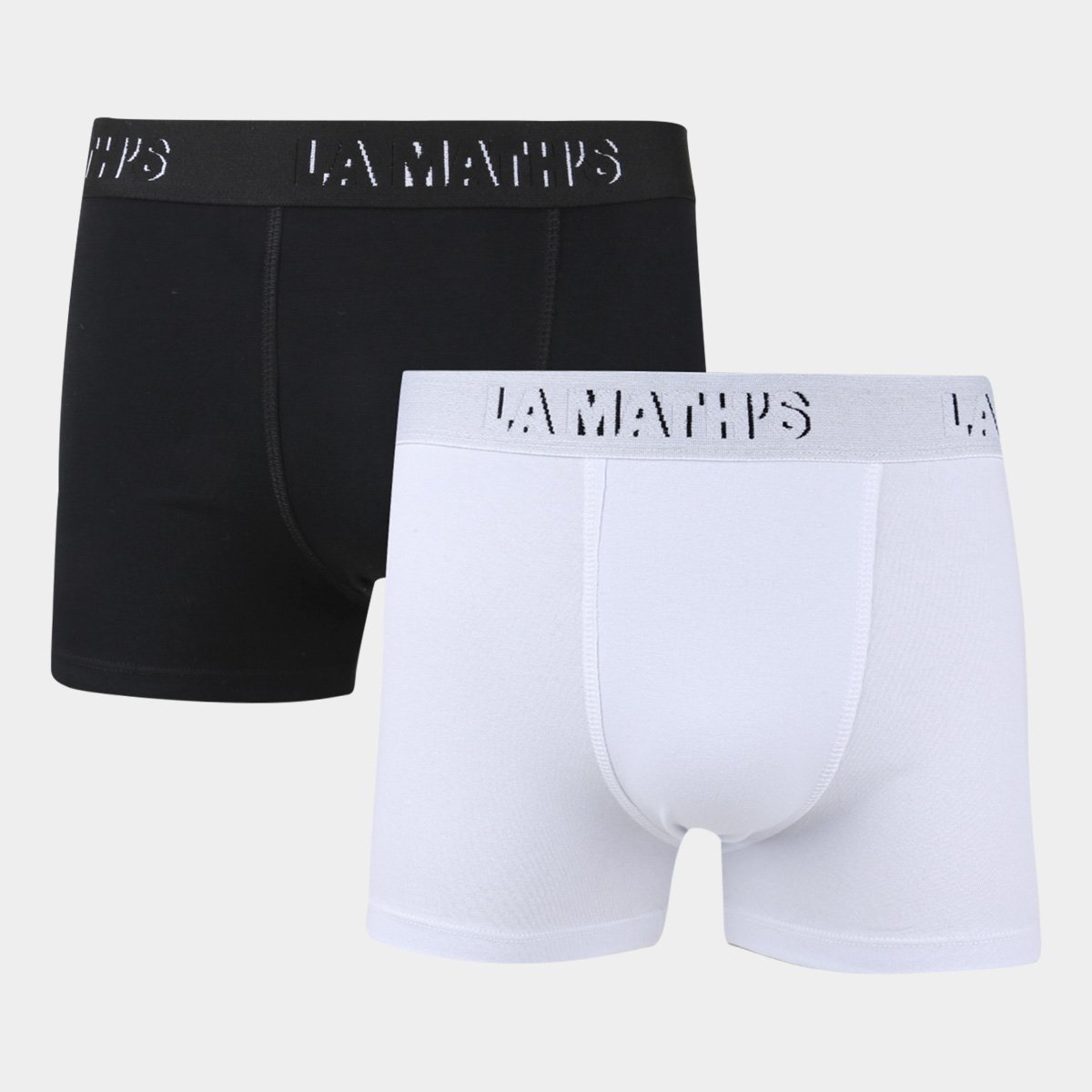 Kit Cueca Boxer La Math's 2 Peças - Preto+Branco Menor preço em Kit Cueca Boxer La Math's 2 Peças - Preto+Branco