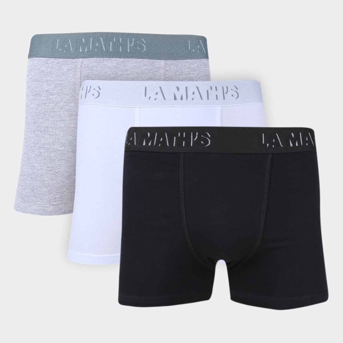 Kit Cueca Boxer La Math's 3 Peças - Preto+Branco Menor preço em Kit Cueca Boxer La Math's 3 Peças - Preto+Branco