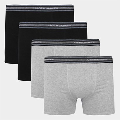 Kit Cueca Boxer Lupo Algodão Masculina - 4 Peças - Masculino