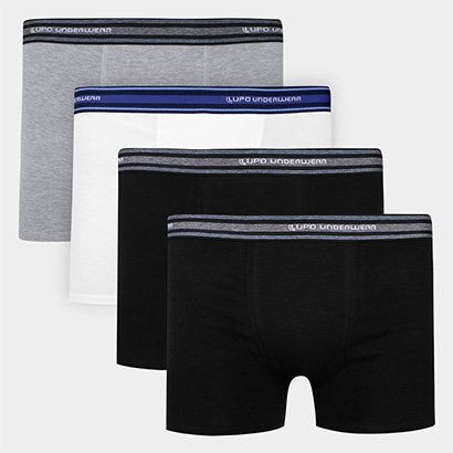 Kit Cueca Boxer Lupo Algodão Masculina - 4 Peças - Masculino