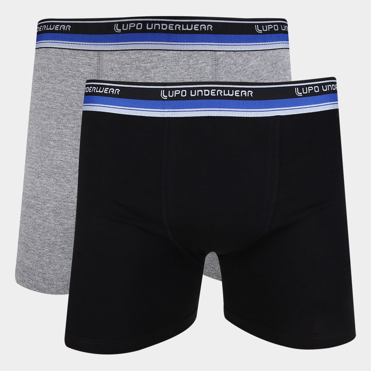 Kit Cueca Boxer Lupo AM 2 Peças - Cinza+Preto Menor preço em Kit Cueca Boxer Lupo AM 2 Peças - Cinza+Preto
