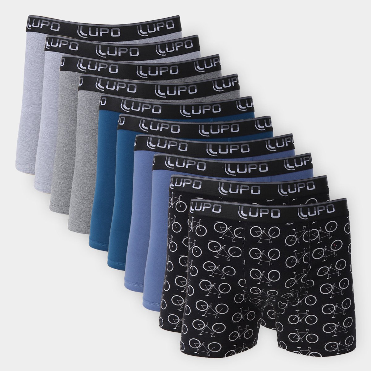 Kit Cueca Boxer Lupo Estampada Masculina 10 Peças - Cinza Menor preço em Kit Cueca Boxer Lupo Estampada Masculina 10 Peças - Cinza