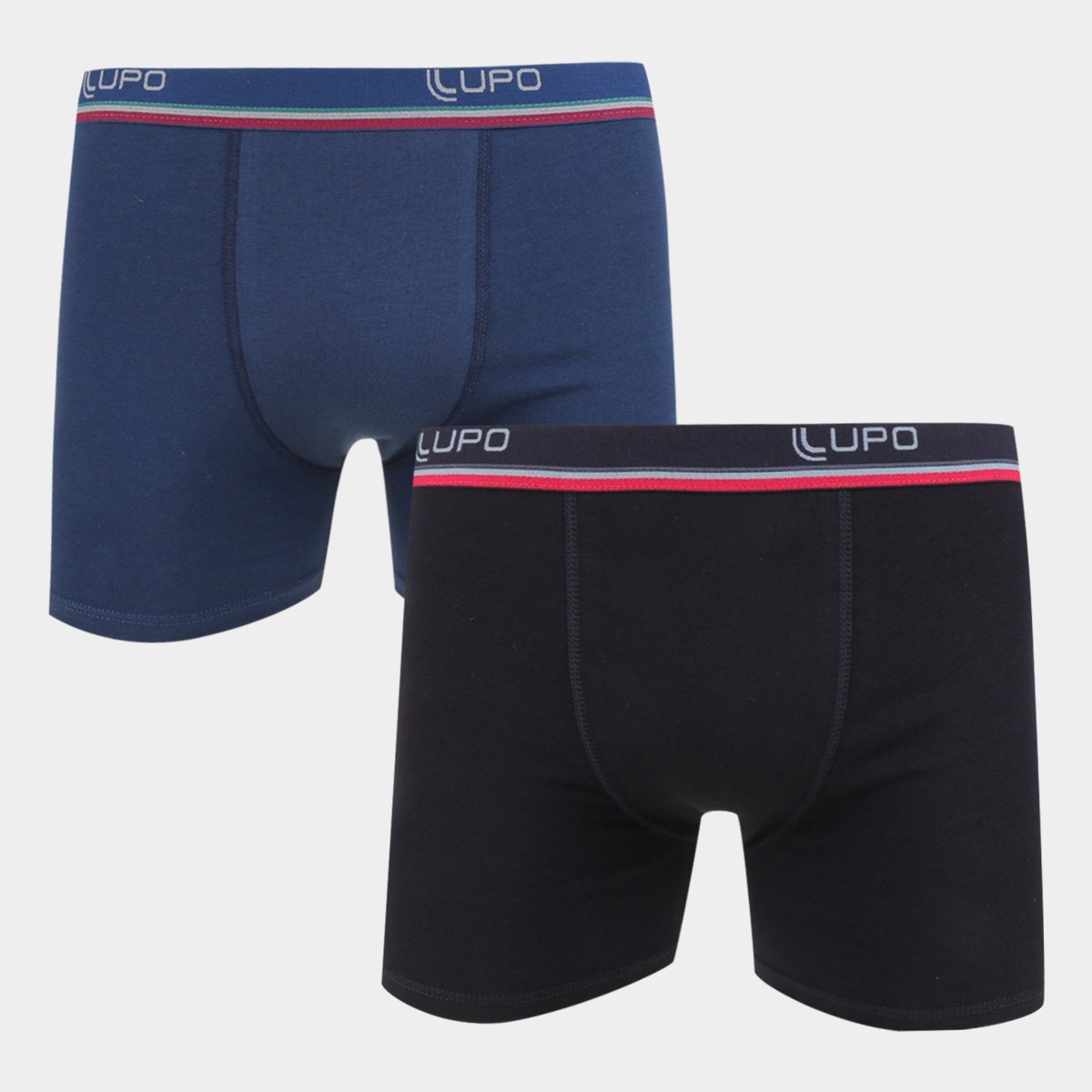 Kit Cueca Boxer Lupo Lisa 2 Peças - Marinho+Preto Menor preço em Kit Cueca Boxer Lupo Lisa 2 Peças - Marinho+Preto