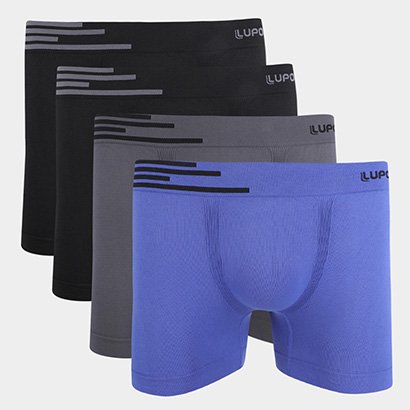 Kit Cueca Boxer Lupo Microfibra Sem Costura 4 Peças - Masculino