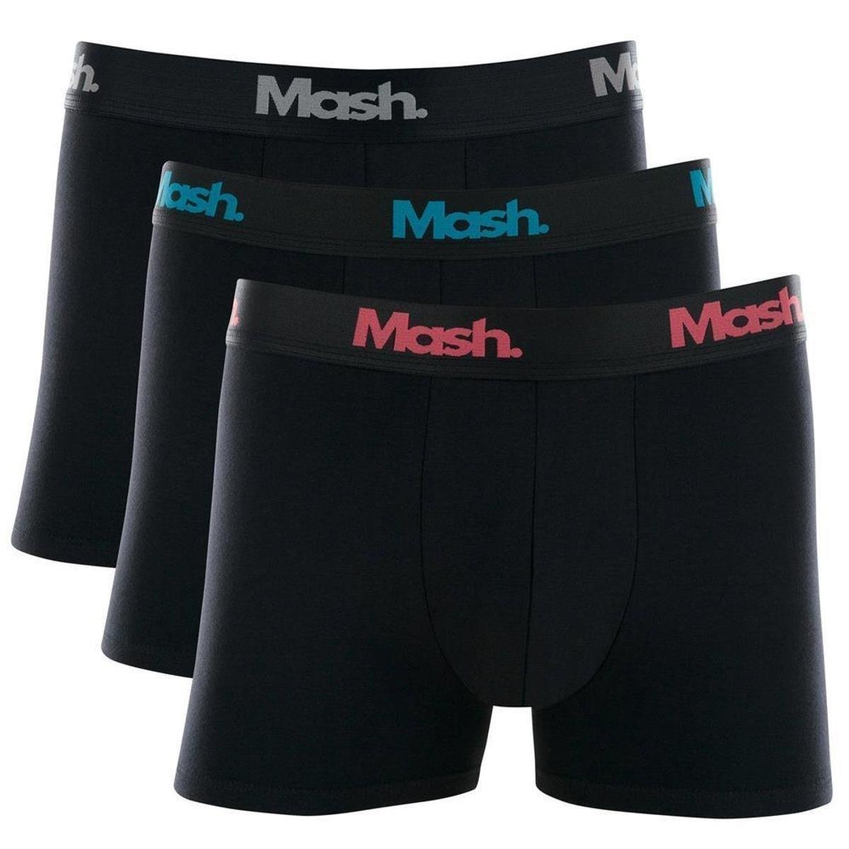 Kit Cueca Boxer Mash Cotton 3 Peças - Preto+Grafite Menor preço em Kit Cueca Boxer Mash Cotton 3 Peças - Preto+Grafite