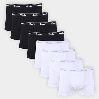 Kit Cueca Boxer Mash Cotton Masculina 8 Peças - Masculino