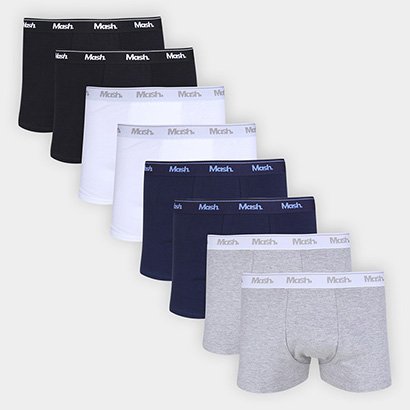 Kit Cueca Boxer Mash Cotton Masculina 8 Peças - Masculino