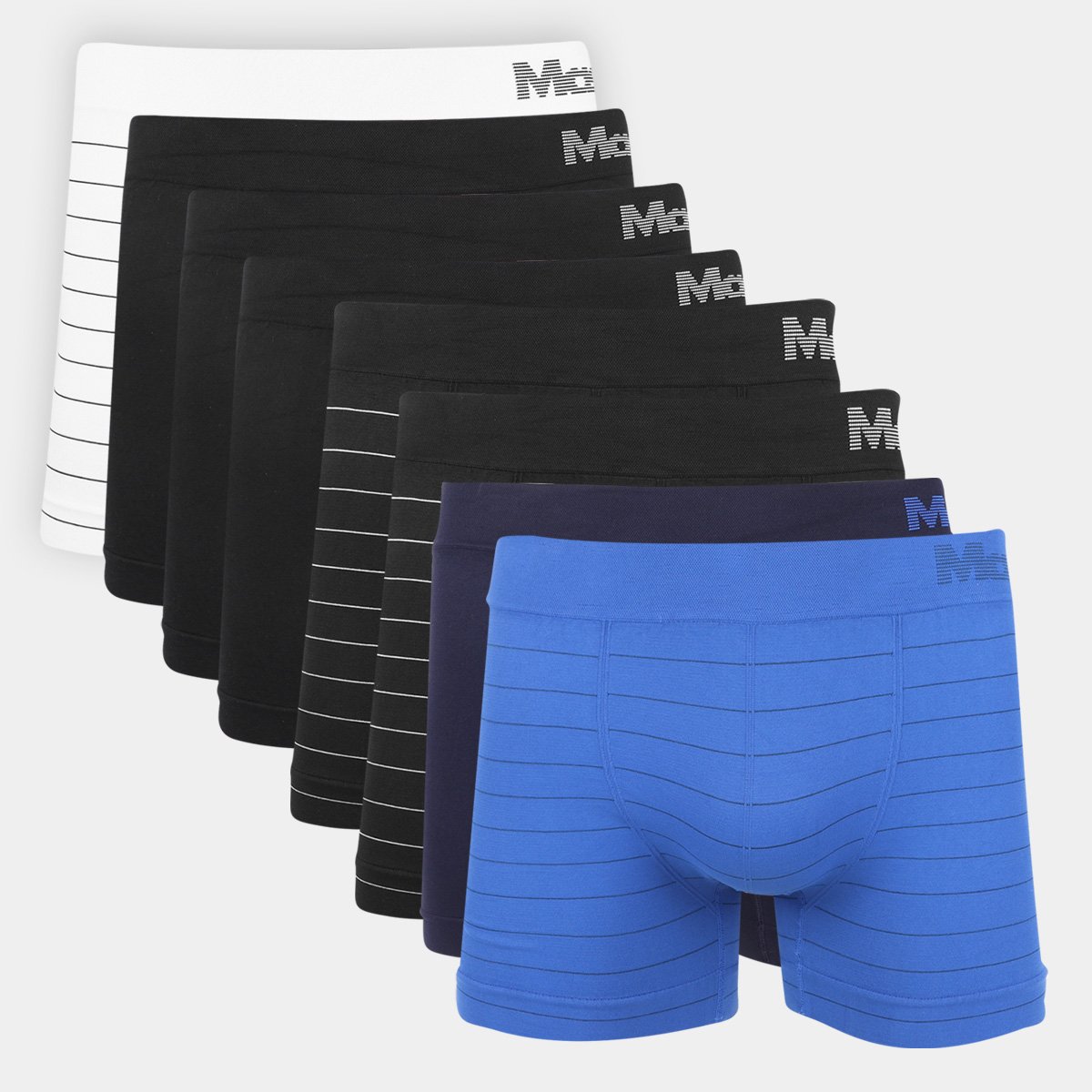Kit Cueca Boxer Mash Listrada Masculina 8 Peças - Preto Menor preço em Kit Cueca Boxer Mash Listrada Masculina 8 Peças - Preto
