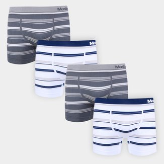 Kit Cueca Boxer Mash Microfibra Sem Costura 4 Peças