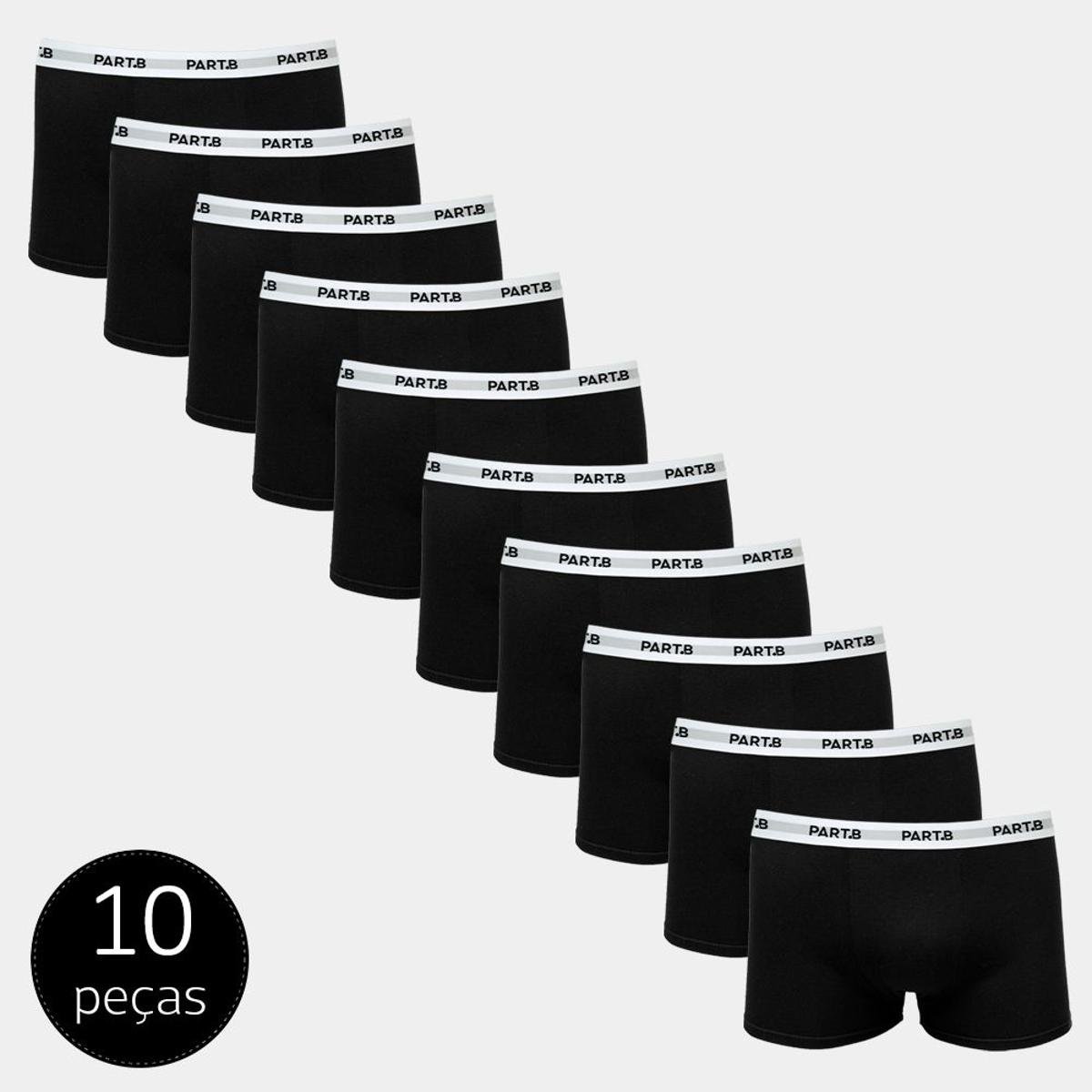 Kit Cueca Boxer Part.B Soft 10 Peças - Preto Menor preço em Kit Cueca Boxer Part.B Soft 10 Peças - Preto