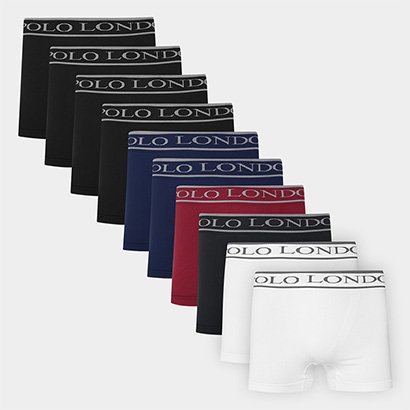 Kit Cueca Boxer Polo London Club Microfibra 10 Peças - Masculino
