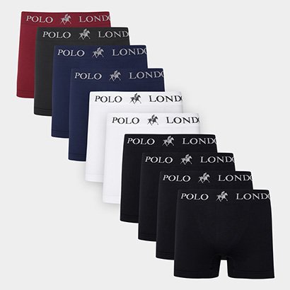 Kit Cueca Boxer Polo London Club Microfibra 10 Peças - Masculino