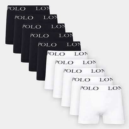 Kit Cueca Boxer Polo London Club Microfibra 10 Peças - Masculino