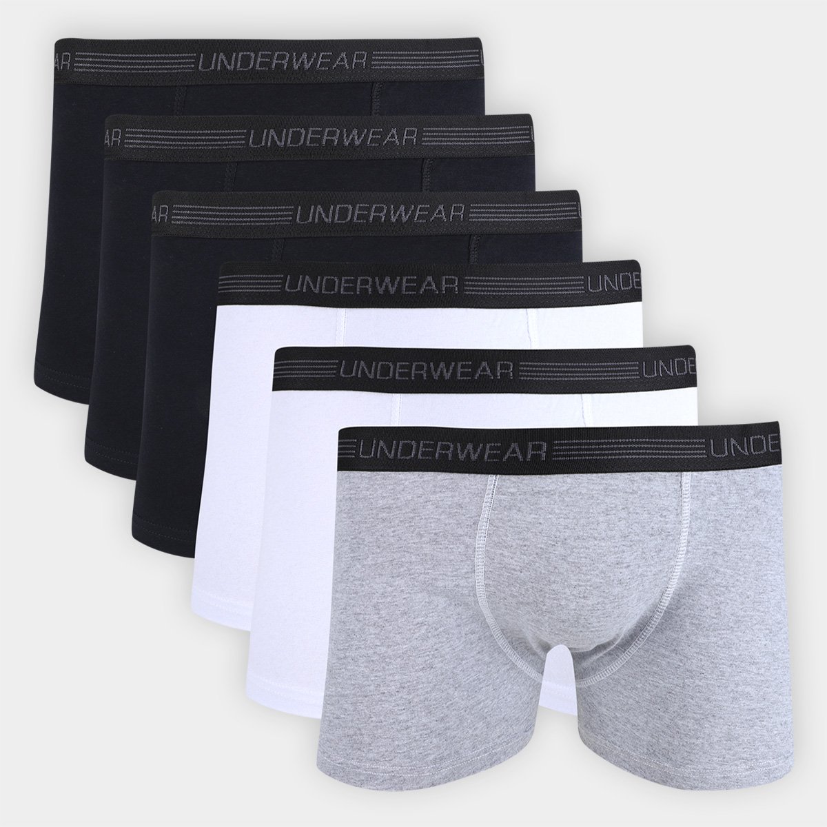 Kit Cueca Boxer Underwear 6 Peças - Preto+Branco Menor preço em Kit Cueca Boxer Underwear 6 Peças - Preto+Branco
