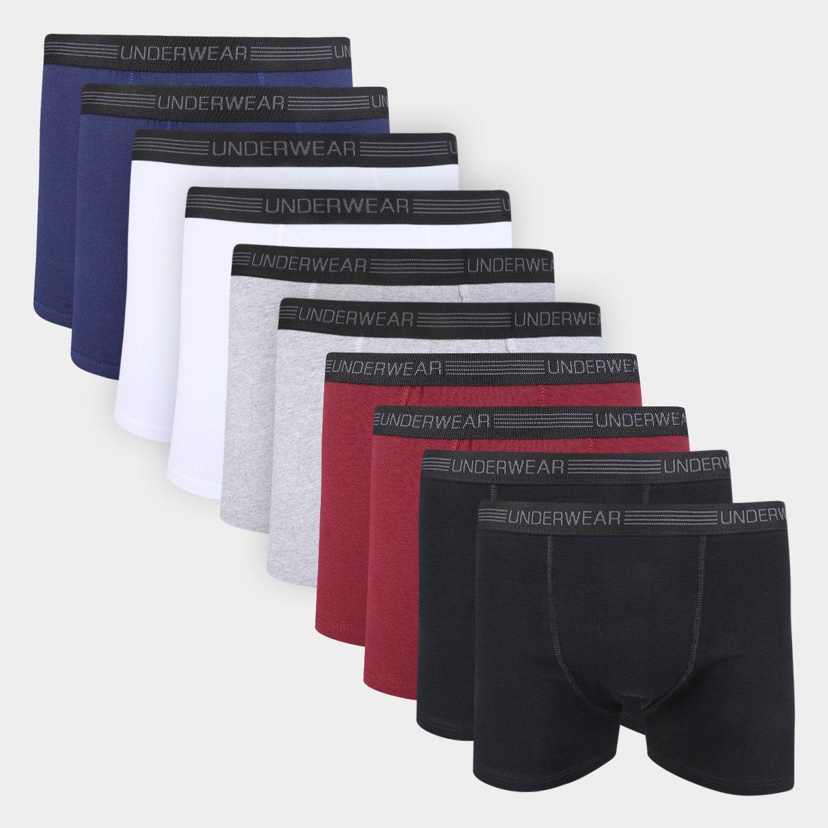 Kit Cueca Boxer Underwear C/ 10 Peças - Preto+Vermelho Menor preço em Kit Cueca Boxer Underwear C/ 10 Peças - Preto+Vermelho