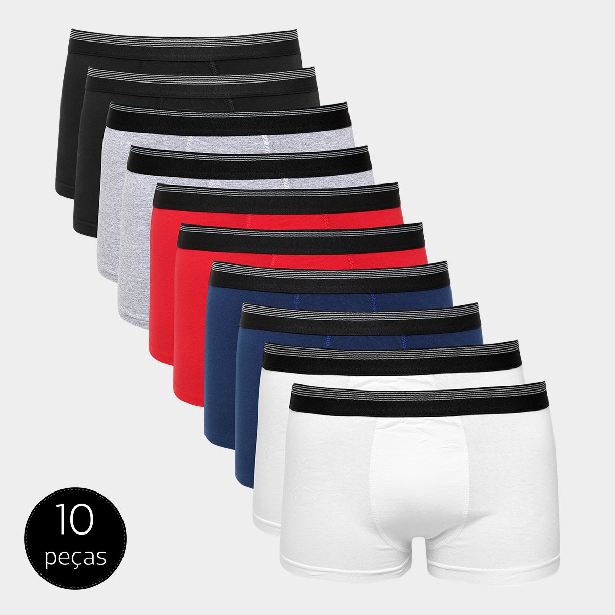 Kit Cueca Boxer UNW Elástico Listras 10 Peças - Branco+Vermelho é ruim? Kit Cueca Boxer UNW Elástico Listras 10 Peças - Branco+Vermelho é boa?