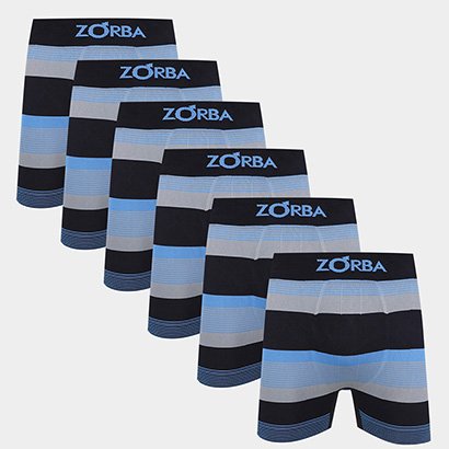 Kit Cueca Boxer Zorba Seamless Listrada Com 6 Peças - Masculino