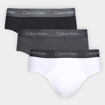 Kit Cueca Calvin Klein Slip Brief - 3 Peças - Masculino