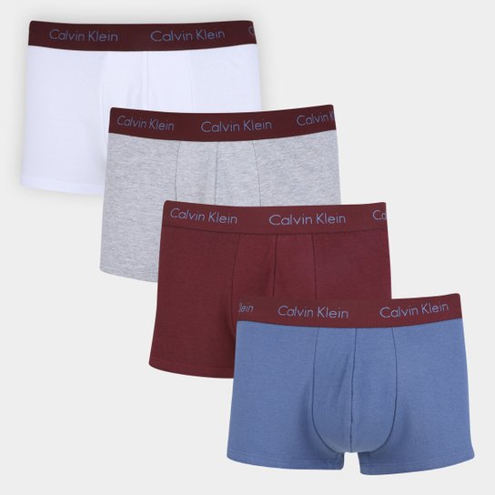 Kit Cueca Calvin Klein Trunk Low Rise 4 Peças - Vinho