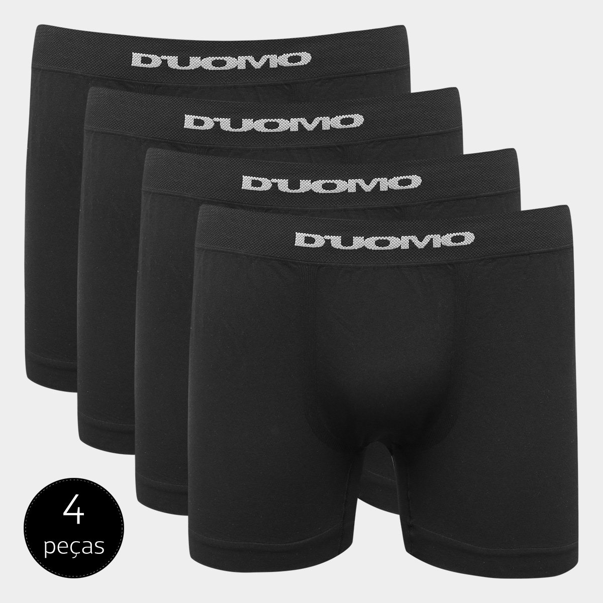 Kit Cueca Duomo Boxer Sem Costura Microfibra 4 Peças - Preto Menor preço em Kit Cueca Duomo Boxer Sem Costura Microfibra 4 Peças - Preto