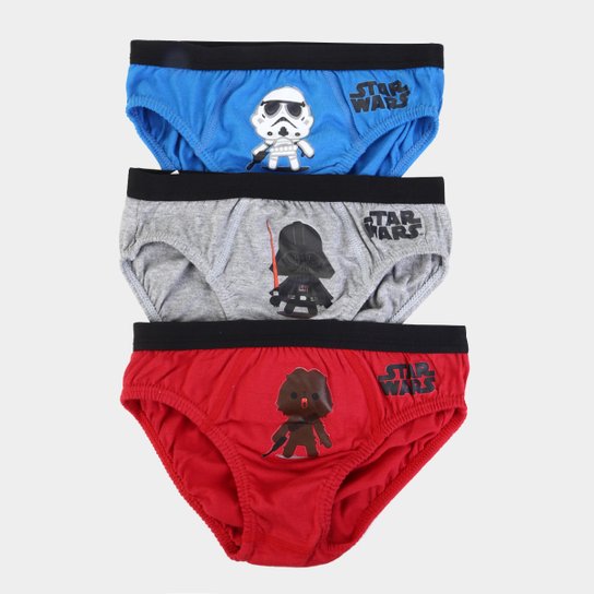 Kit Cueca Infantil Lupo Disney Slip Star Wars - Vermelho+Azul