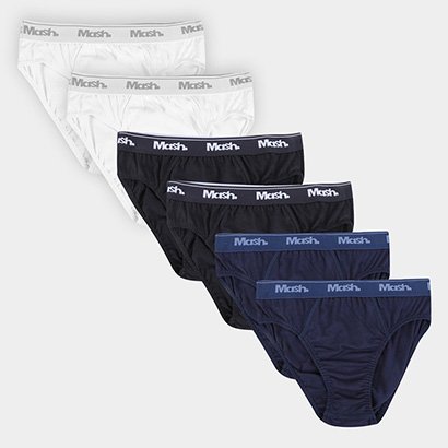 Kit Cueca Infantil Slip Mash Básicas 6 Peças - Masculino