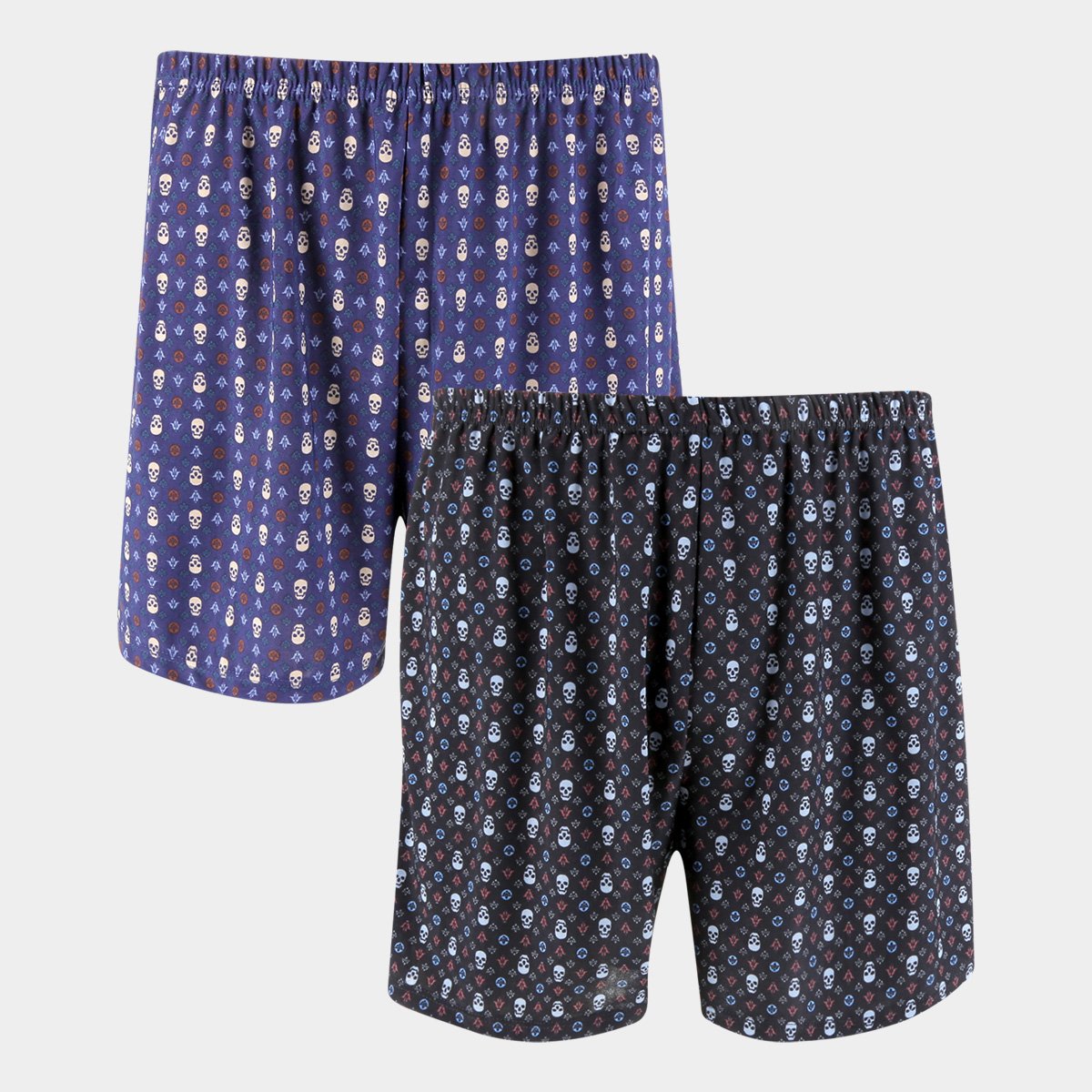 Kit Cueca Samba Canção La Math's Caveiras Masculina 2 Peças - Preto+Marinho Menor preço em Kit Cueca Samba Canção La Math's Caveiras Masculina 2 Peças - Preto+Marinho