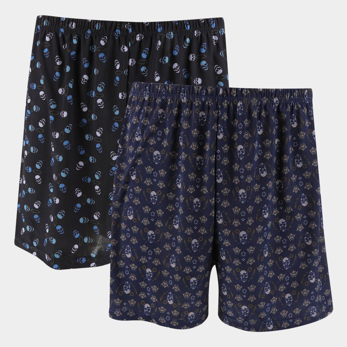 Kit Cueca Samba Canção La Math's Estampado 2 Peças - Preto+Marinho Menor preço em Kit Cueca Samba Canção La Math's Estampado 2 Peças - Preto+Marinho