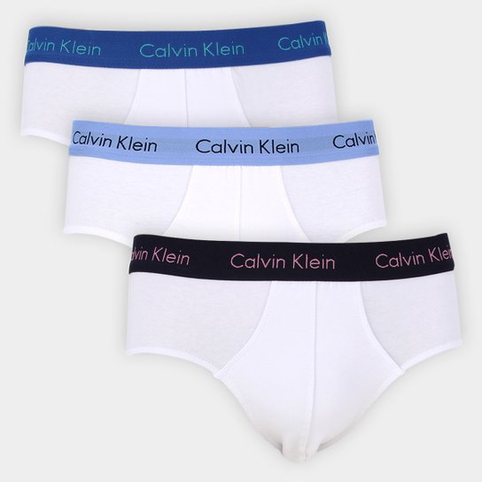 Kit Cueca Slip Calvin Klein C/ 3 Peças - Marinho+Chumbo