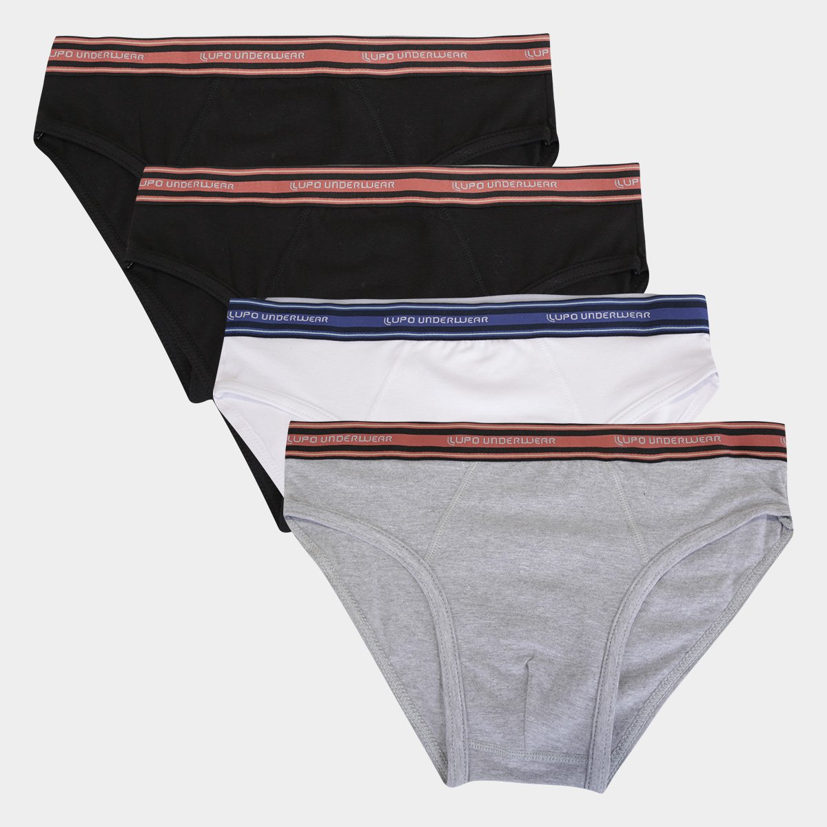 Kit Cueca Slip Lupo Algodão Masculina - 4 Peças Menor preço em Kit Cueca Slip Lupo Algodão Masculina - 4 Peças