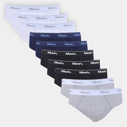 Kit Cueca Slip Mash 10 Peças - Masculino