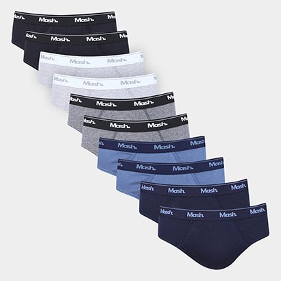 Kit Cueca Slip Mash 10 Peças - Masculino