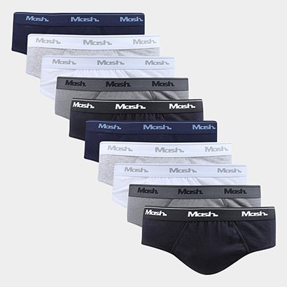 Kit Cueca Slip Mash 10 Peças - Masculino