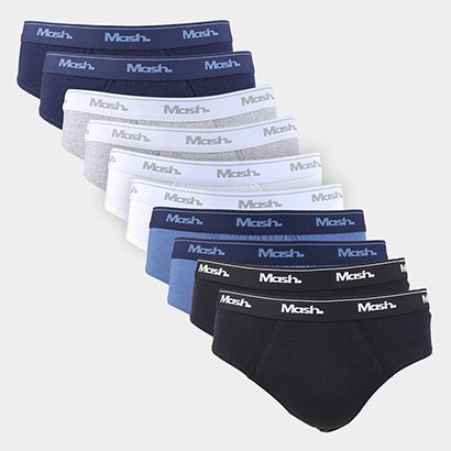 Kit Cueca Slip Mash 10 Peças - Masculino
