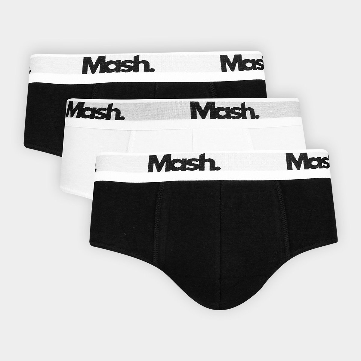 Kit Cueca Slip Mash 3 Peças - Preto+Branco Menor preço em Kit Cueca Slip Mash 3 Peças - Preto+Branco