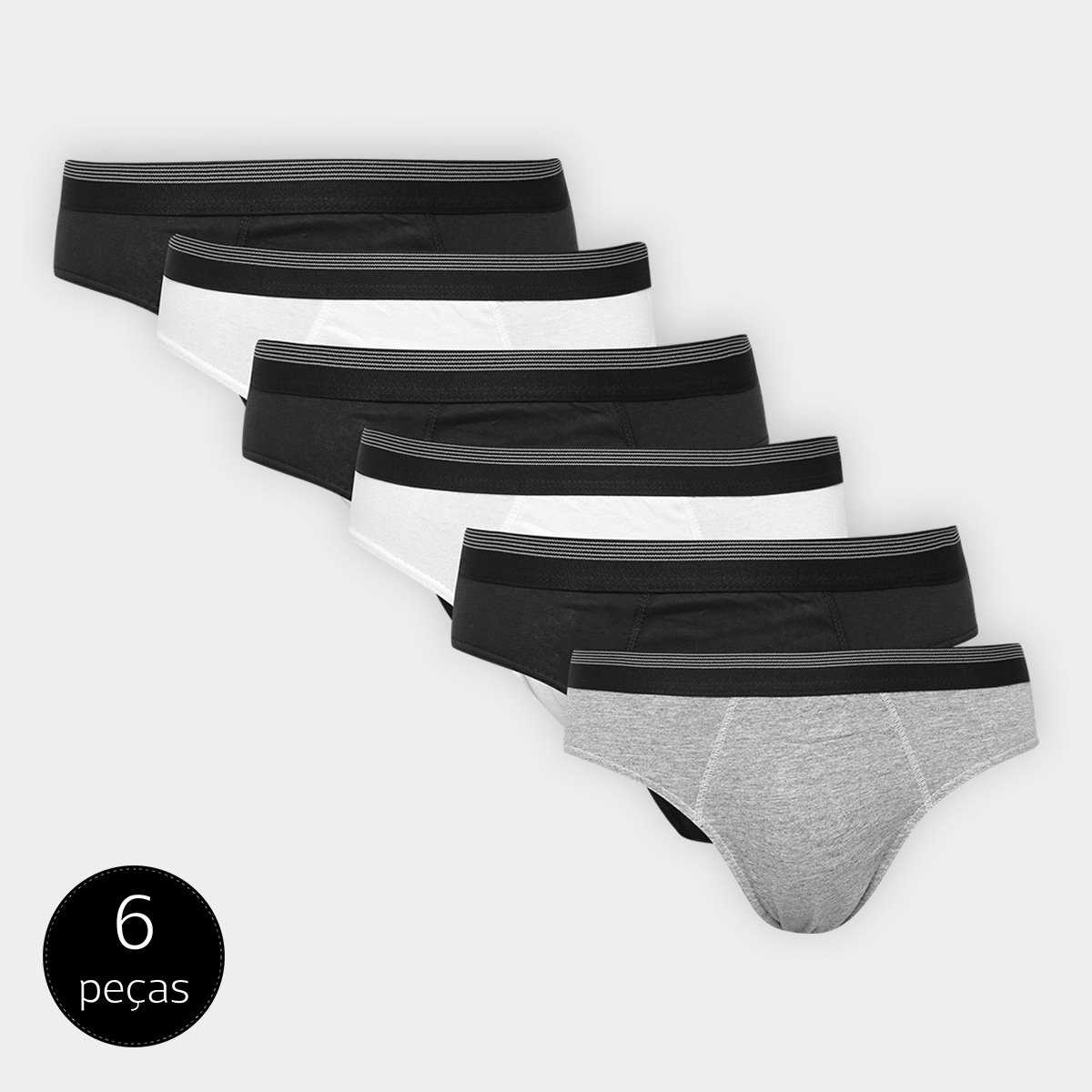 Kit Cueca Slip UNW Detalhe Listras 6 Peças - Branco+Cinza é ruim? Kit Cueca Slip UNW Detalhe Listras 6 Peças - Branco+Cinza é boa?