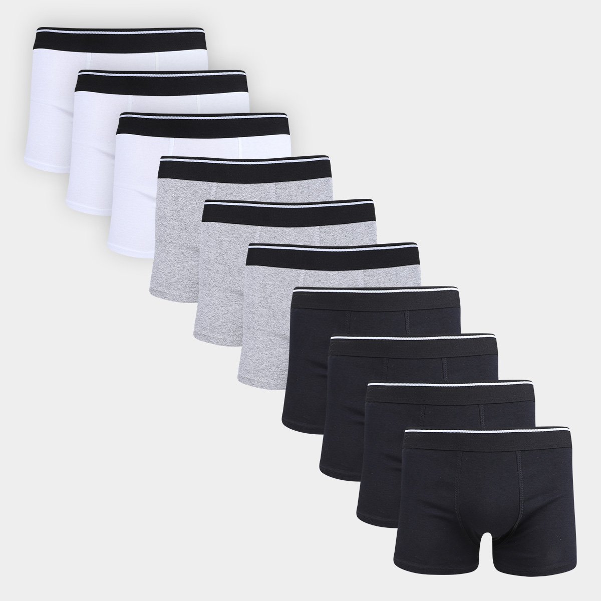 Kit Cuecas Boxer La Maths Com 10 Peças - Preto+Cinza Menor preço em Kit Cuecas Boxer La Maths Com 10 Peças - Preto+Cinza