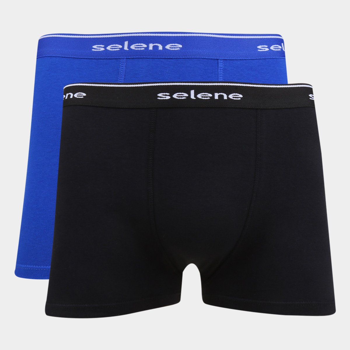 Kit Cuecas Boxer Selene Cotton 2 Peças - Azul+Preto Menor preço em Kit Cuecas Boxer Selene Cotton 2 Peças - Azul+Preto