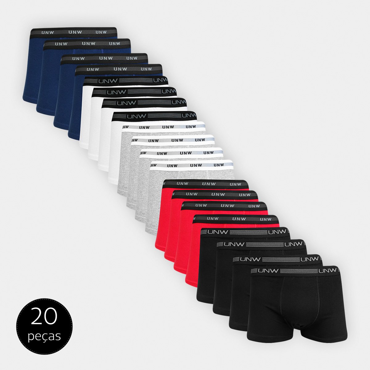 Kit Cuecas Boxer UNW 20 Peças Elástico - Branco+Vermelho é boa?