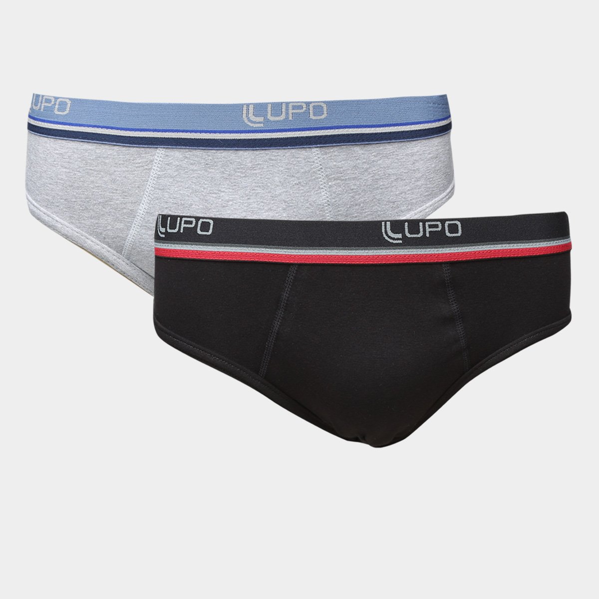 Kit Cuecas Lupo Slip Com Elastano 2 Peças - Cinza+Preto Menor preço em Kit Cuecas Lupo Slip Com Elastano 2 Peças - Cinza+Preto