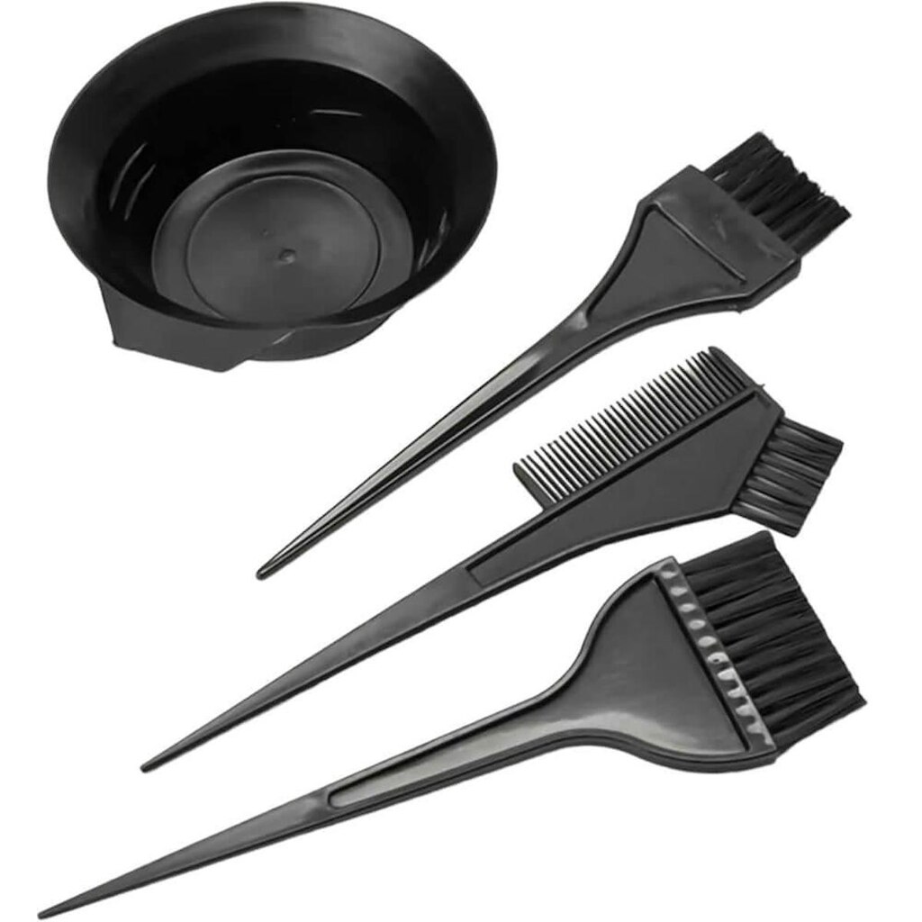 Kit Cumbuca e Pincéis Aplicação de Cremes Preto (4 Produtos)
