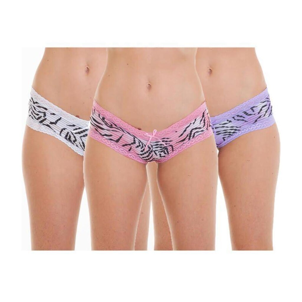 Kit de 3 Calcinhas Caleçon Zebra com Renda BR Lingerie