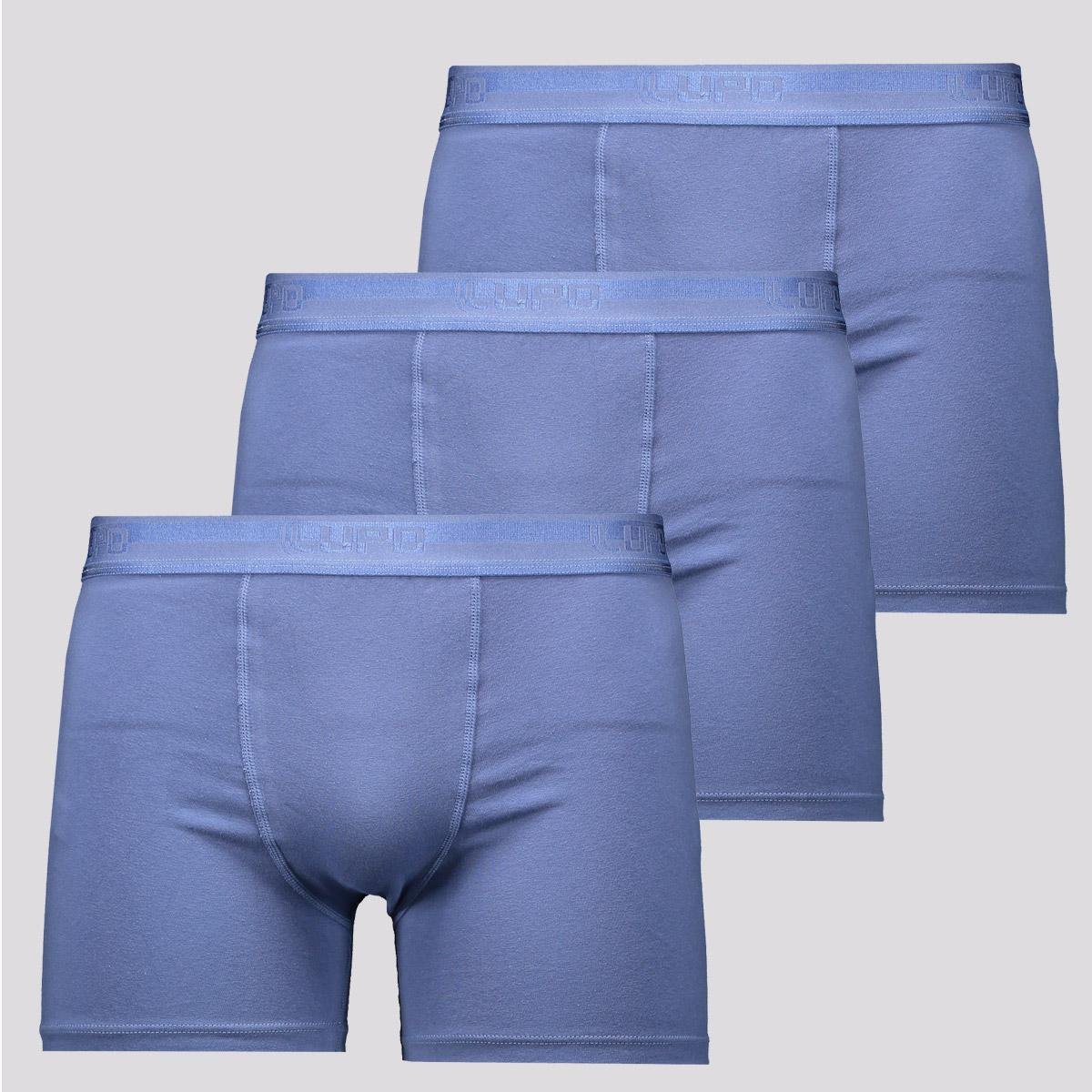 Kit de 3 Cuecas Boxer Lupo Elastic Soft Azul Menor preço em Kit de 3 Cuecas Boxer Lupo Elastic Soft Azul