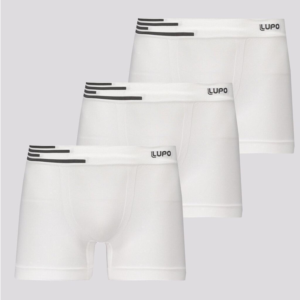 Kit de 3 Cuecas Boxer Lupo Fiber Branca