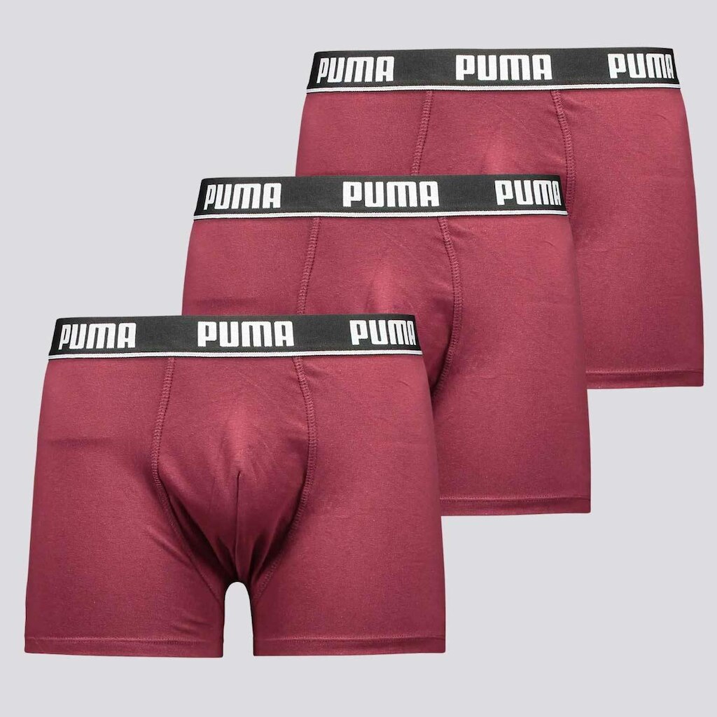 Kit de 3 Cuecas Puma Boxer Cotton Bordô