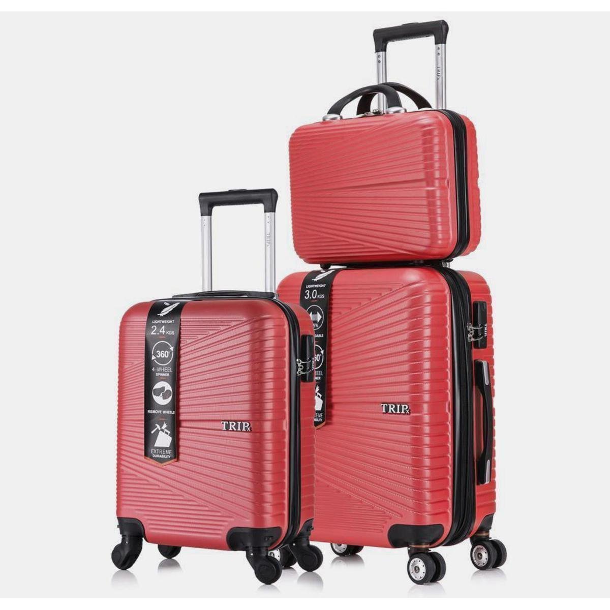 Kit de Bordo Luxo Mala de Viagem Rígida de Fibra - Vermelho Menor preço em Kit de Bordo Luxo Mala de Viagem Rígida de Fibra - Vermelho