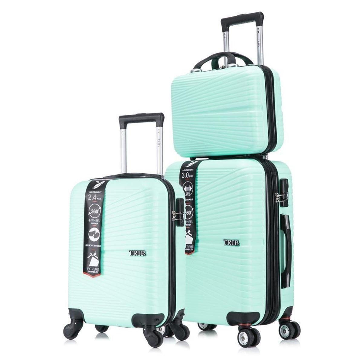 Kit de Bordo Luxo Mala de Viagem Rígida de Fibra - Verde água Menor preço em Kit de Bordo Luxo Mala de Viagem Rígida de Fibra - Verde água