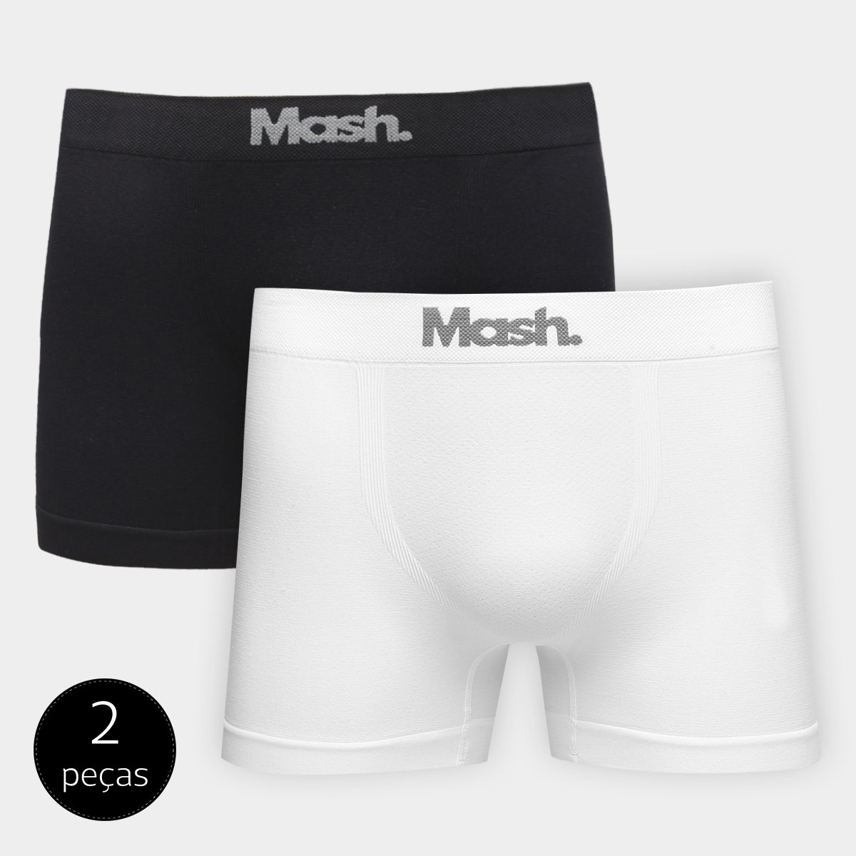 Kit de Cuecas Boxer Mash Sem Costura 2 Peças - Preto+Branco Menor preço em Kit de Cuecas Boxer Mash Sem Costura 2 Peças - Preto+Branco