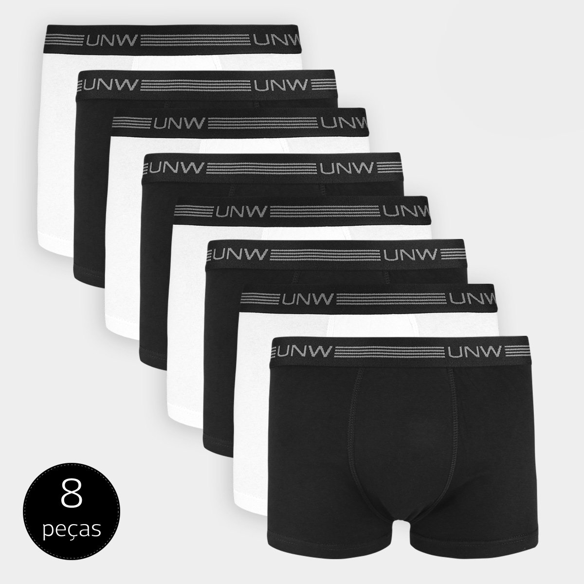 Kit de Cuecas Boxer UNW Básica 8 Peças - Branco+Preto é ruim? Kit de Cuecas Boxer UNW Básica 8 Peças - Branco+Preto é boa?